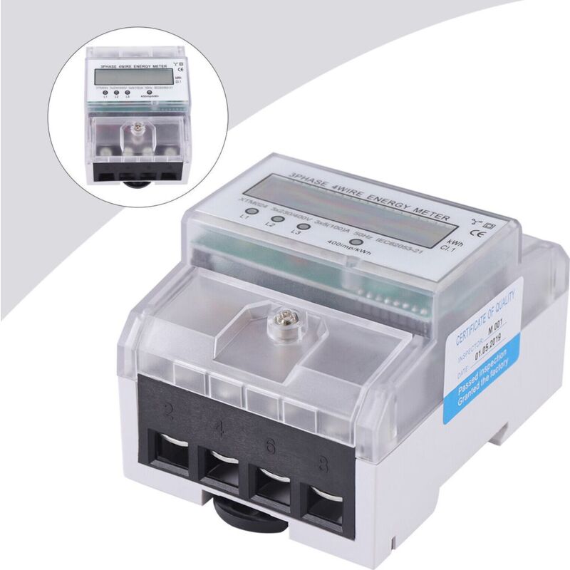 foto del prodotto ymyny crediri misuratore trifase lcd calibrato per guida din con contatore elettrico 3x230 400v 80a