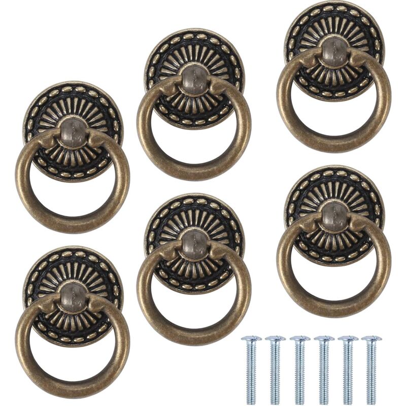 foto del prodotto ymyny crediri pomelli e maniglie per mobili, 6 pezzi pomelli per mobili anello maniglia per mobili pomelli per armadietti vintage