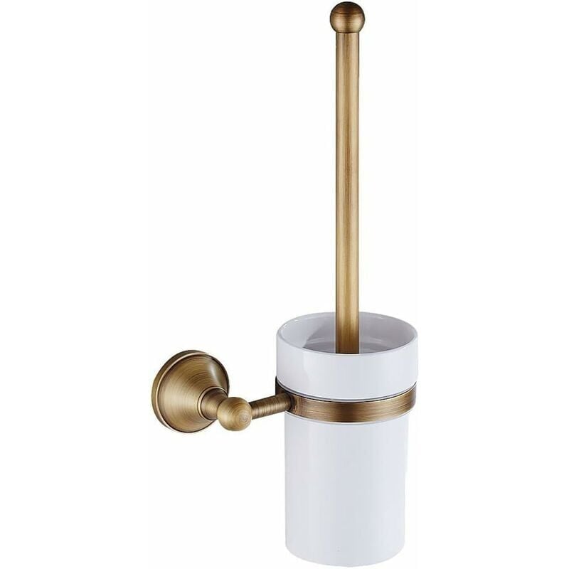 foto del prodotto ymyny crediri porta scopino per wc in ottone anticato con tazza in ceramica