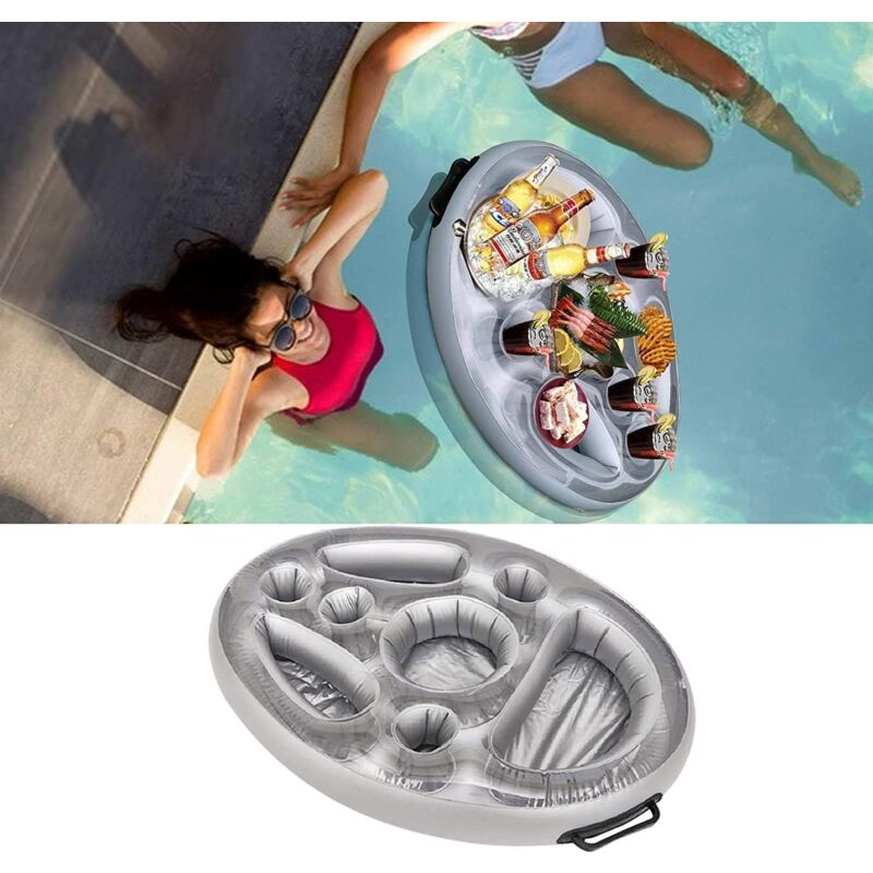 foto del prodotto ymyny crediri portabicchieri gonfiabile per piscina, bar galleggiante per piscina a 8 fori, portabevande gonfiabile, vassoio galleggiante per