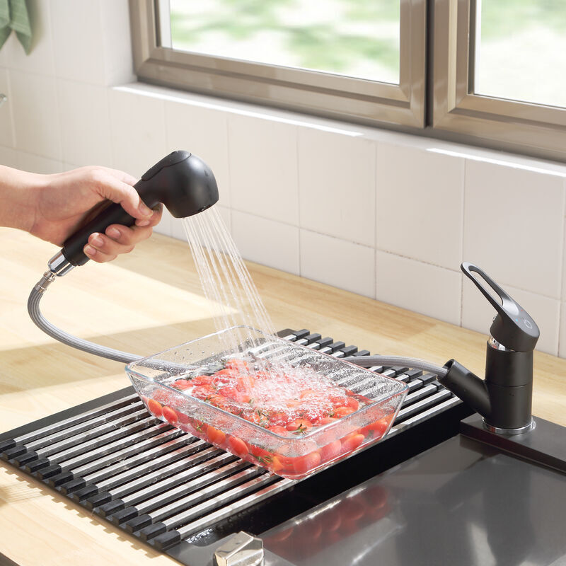 foto del prodotto ymyny crediri rubinetto da cucina con doccetta estraibile, miscelatore da cucina a 2 funzioni, rubinetto da cucina girevole a 120 , nero nero