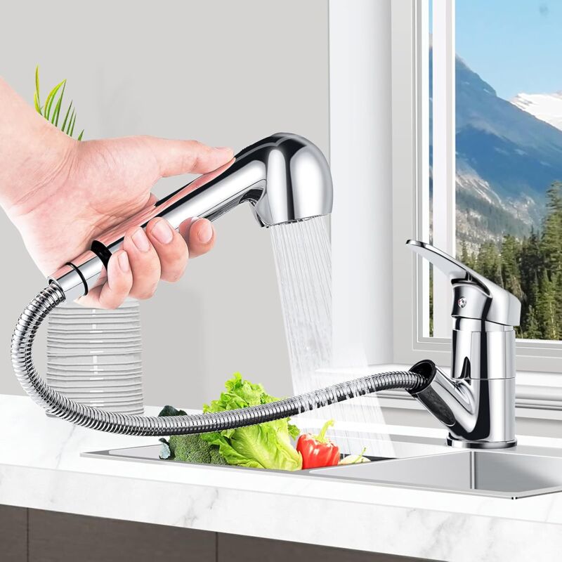 foto del prodotto ymyny crediri rubinetto da cucina estraibile, rubinetto da cucina estraibile con spruzzatore, 2 modalit di uscita dell acqua, miscelatore da