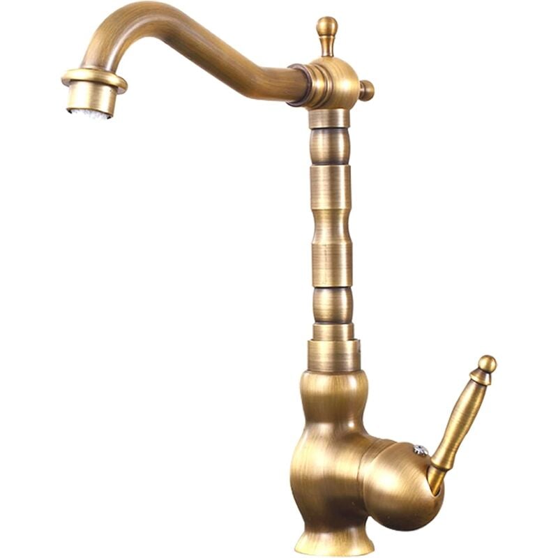 foto del prodotto ymyny crediri rubinetto da cucina in ottone anticato miscelatore da cucina retr interruttore rotante rubinetto per lavabo spazzolato alto 