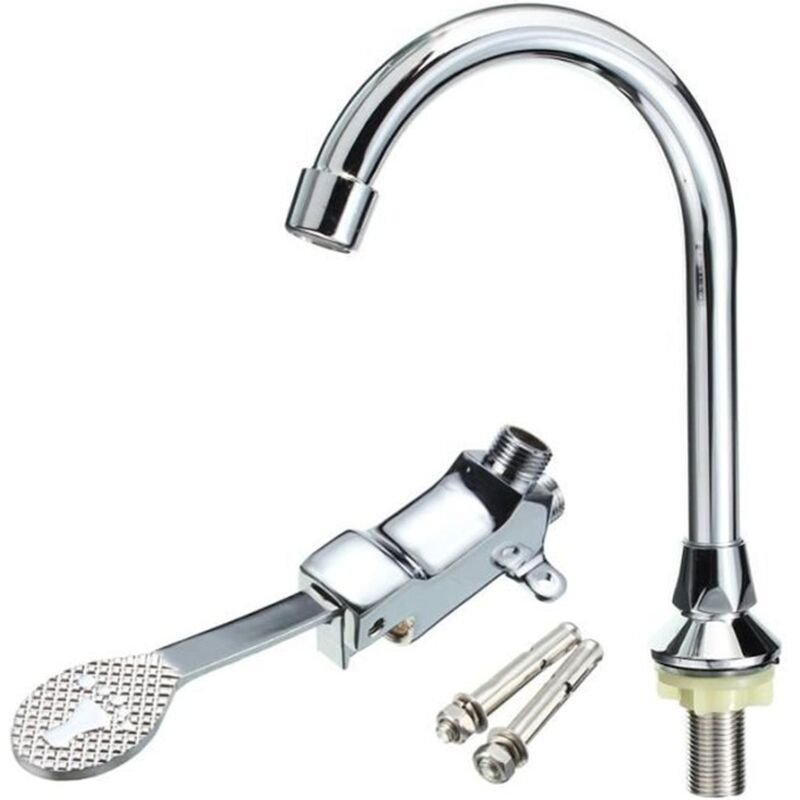 foto del prodotto ymyny crediri rubinetto per lavabo da laboratorio per bagno, pedale in rame, miscelatore per lavabo in ottone, rubinetti singoli per acqua fredda