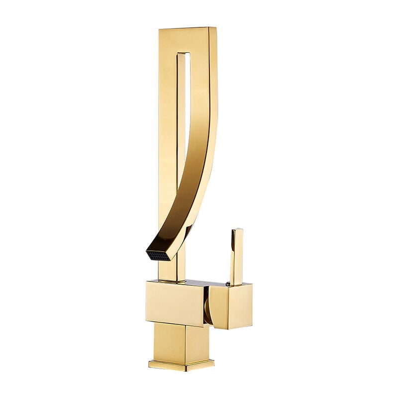 foto del prodotto ymyny crediri rubinetto per lavabo rubinetto per bagno moderno ed elegante design miscelatore per lavabo in ottone dorato rubinetto girevole a 360 