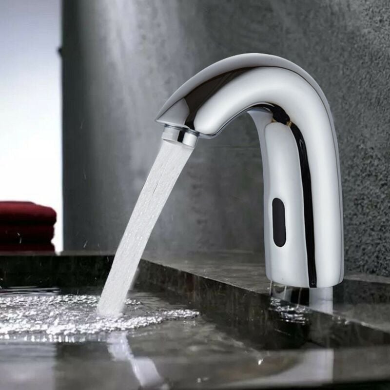 foto del prodotto ymyny crediri rubinetto per lavandino con sensore a infrarossi automatico rubinetto per bagno rubinetto per acqua fredda argento