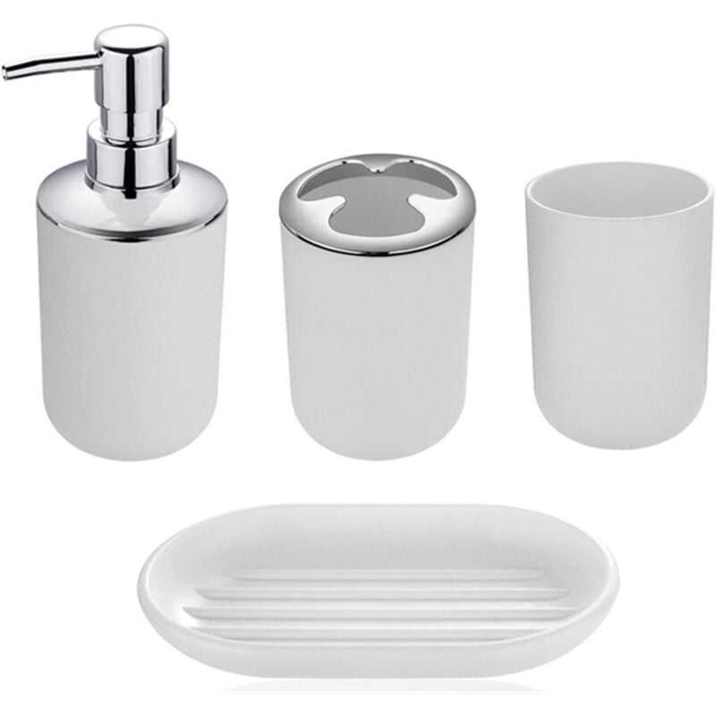 foto del prodotto ymyny crediri set di accessori da bagno dal design moderno, 4 pezzi, flaconi per lozione, porta spazzolino, tazza per denti, porta sapone,