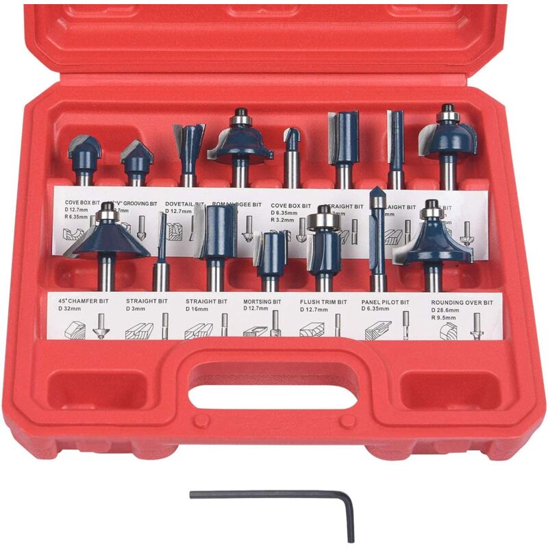 foto del prodotto ymyny crediri solleva fresa per scanalature, 15 pezzi fresa per scanalature diritte, set di frese per scanalature, fresa per legno, taglio,