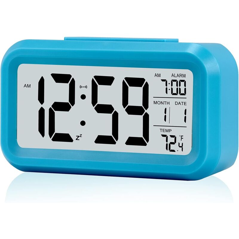 foto del prodotto ymyny crediri sveglia per bambini, orologio da tavolo digitale a batteria con luce notturna intelligente, temperatura, funzione snooze, piccolo