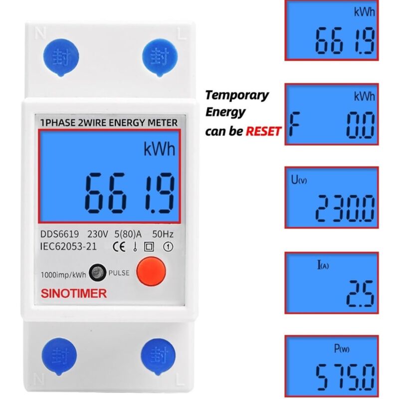 foto del prodotto ymyny dds6619 012 ac 220v 80a 2p lcd digital display contatore di energia monofase kwh misuratore di consumo energetico wattmetro con