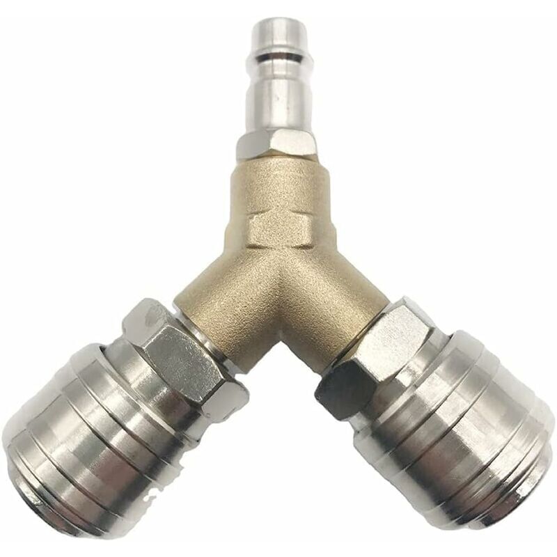 foto del prodotto ymyny distributore di aria compressa, connettore di aria compressa, interruttore di aria compressa, con due connettori filettati da 1 4 di pollice,