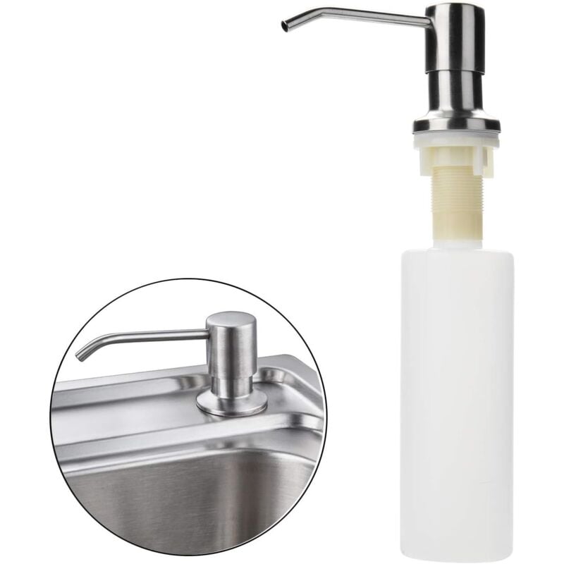 foto del prodotto ymyny distributore di sapone crediri in acciaio inox e bottiglia in pp, distributore di sapone durevole per lavello della cucina 300 ml 