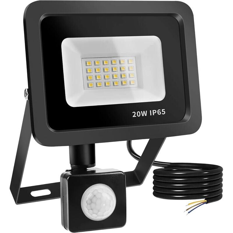 foto del prodotto ymyny faretto led da 20 w con sensore di movimento, faretto led da esterno a 24 led con sensore di movimento ip65 impermeabile, illuminazione