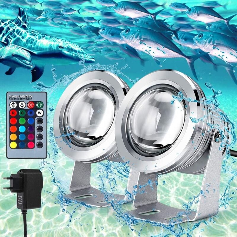 foto del prodotto ymyny faretto led da immersione da 2 pezzi, illuminazione subacquea impermeabile 5050 rgb ip68, proiettore led per illuminazione da giardino