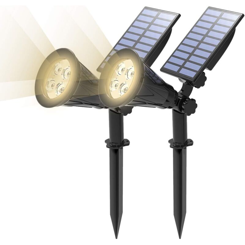foto del prodotto ymyny faretto solare a led 4 led impermeabile luci da giardino per esterni albero di natale recinzione cortile festa bianco naturale