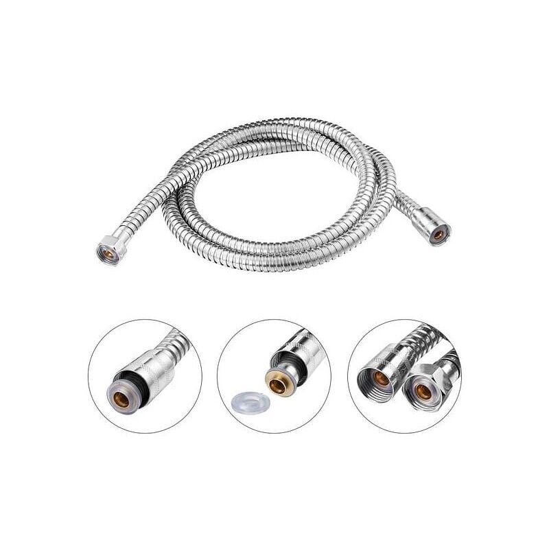 foto del prodotto ymyny flessibile doccia cromato flessibile doccia 1,5 m acciaio inossidabile antitorsione antiruggine diametro universale g1 2