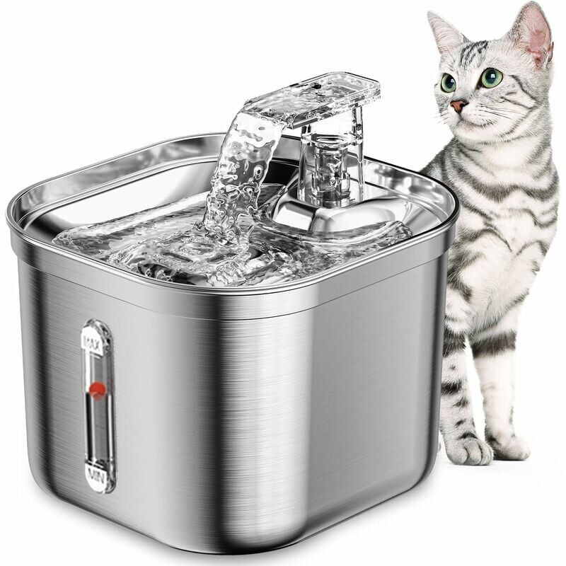 foto del prodotto ymyny fontana per gatti fontana in acciaio inossidabile da 2,2 l, pompa dell acqua ultra silenziosa, distributore d acqua per cani lavabile in