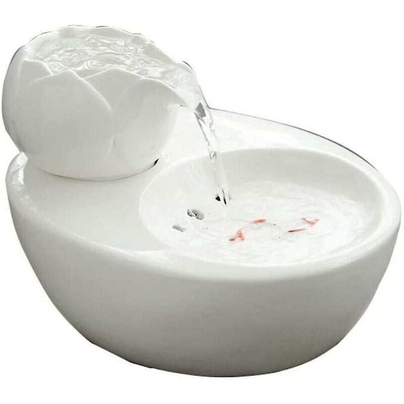foto del prodotto ymyny fontana per gatti in ceramica, distributore di acqua per animali domestici fontana per bere verticale per gatti lotus filtro automatico
