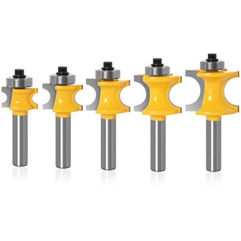 foto del prodotto ymyny fresa per legno semicircolare con gambo da 8 mm crediri, raggio di taglio 3 8 , 5 16 , 1 4 , 3 16 , 1 8, utensile per lavorazione del legno