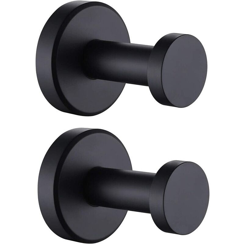 foto del prodotto ymyny ganci per accappatoio da bagno, set di 2 ganci per asciugamani da bagno neri opachi, ganci rotondi in acciaio inossidabile, supporto da