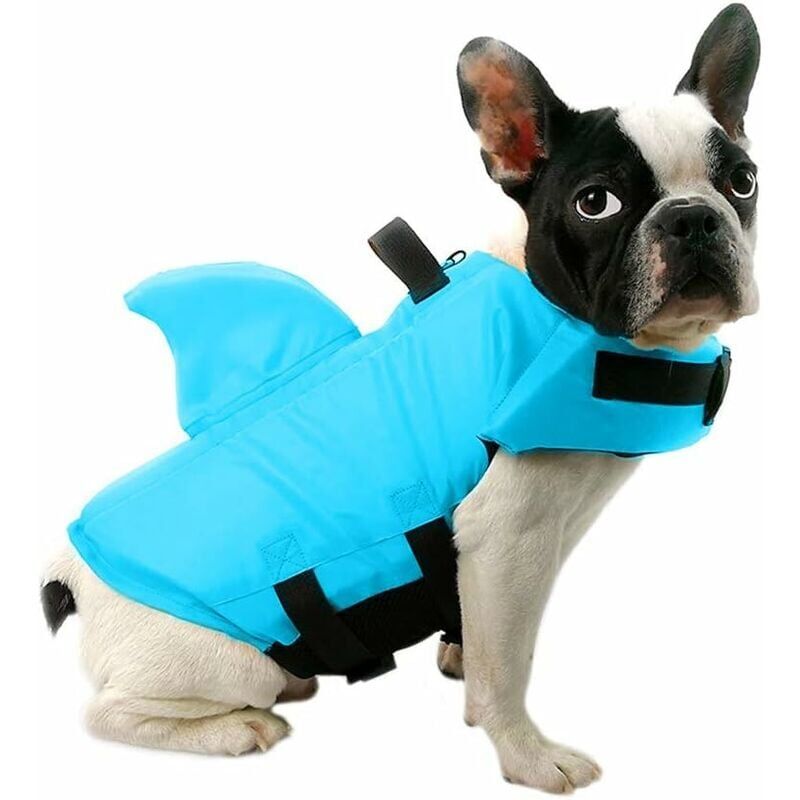 foto del prodotto ymyny giubbotto di salvataggio per cani regolabile, con pinna di squalo s, blu 
