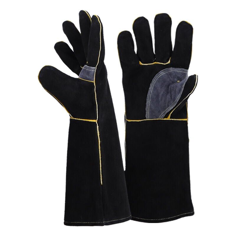 foto del prodotto ymyny guanti resistenti al fuoco e al calore, in pelle con cuciture in kevlar, perfetti per caminetti, stufe, forni, grill, saldatura, barbecue,