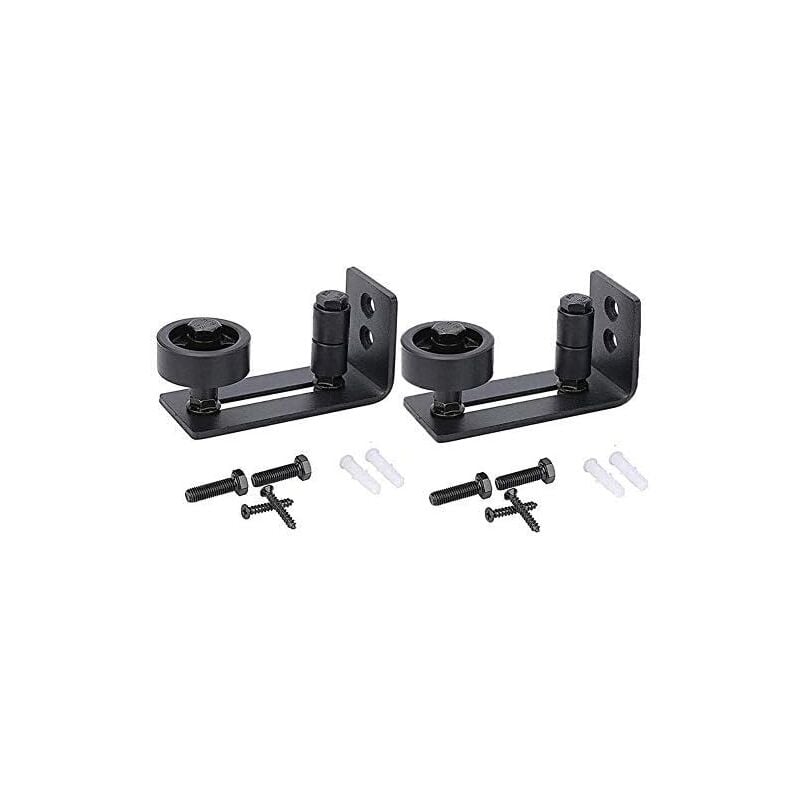 foto del prodotto ymyny guida per porta da fienile crediri heavy duty, arresto 8 in 1, design inferiore incassato in acciaio al carbonio nero, pannello per pavimento