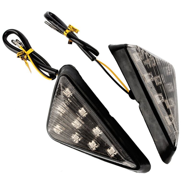 foto del prodotto ymyny indicatore di direzione per moto led universale 12v triangolo stroboscopico luce di segnalazione gialla 2 pezzi