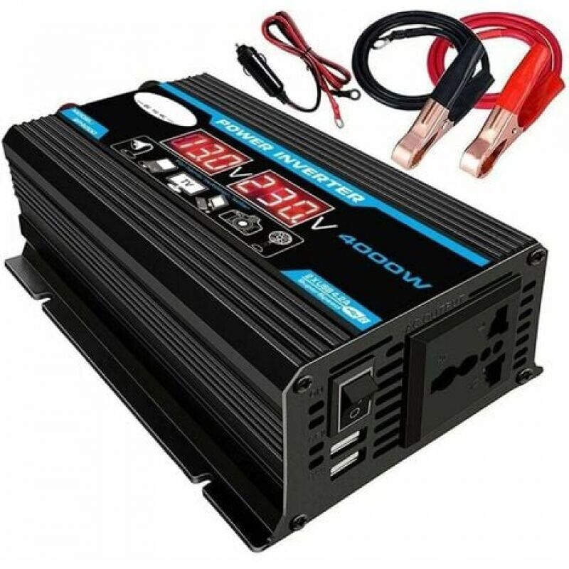 foto del prodotto ymyny inverter di potenza a onda sinusoidale pura crediri da 12 v a 220 v e 4000 w con trasformatore, con spina ue, porta usb, porta di tipo c e