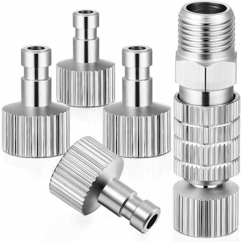 foto del prodotto ymyny kit adattatore per aerografo da 5 pezzi, adattatore universale maschio femmina da 1 8 , connettore in metallo per tubo flessibile in metallo
