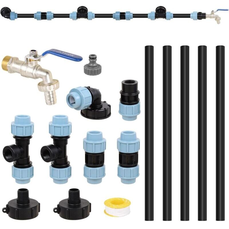 foto del prodotto ymyny kit di collegamento ibc s60 x 6 ibc per 3 serbatoi ibc affiancati serbatoio di raccolta acqua piovana con rubinetto da giardino da 3 4 