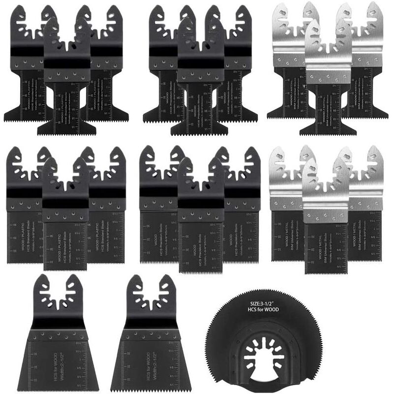 foto del prodotto ymyny kit multiutensile misto con lama oscillante da 21 pezzi con accessori per multiutensile oscillante universale a cambio rapido per