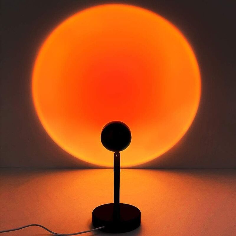 foto del prodotto ymyny lampada al tramonto, lampada di proiezione al tramonto con rotazione di 90 gradi, luce di rete rossa con supporto da pavimento moderno usb,
