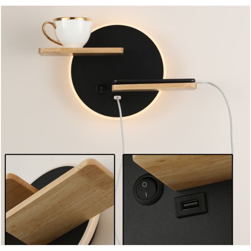 foto del prodotto ymyny lampada da parete a led per interni con porta usb lampada da parete moderna con interruttore lampada da lettura lampada da comodino