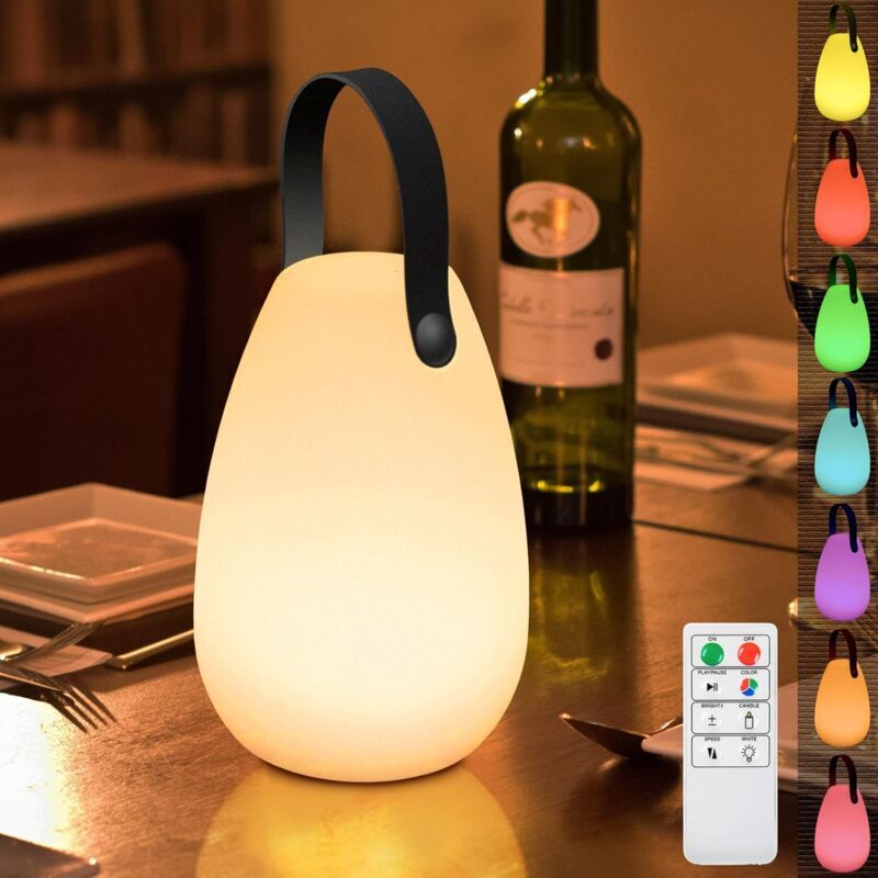 foto del prodotto ymyny lampada da tavolo per esterni dimmerabile lampada da tavolo wireless, 8 colori con telecomando, lampada da tavolo portatile per esterni,
