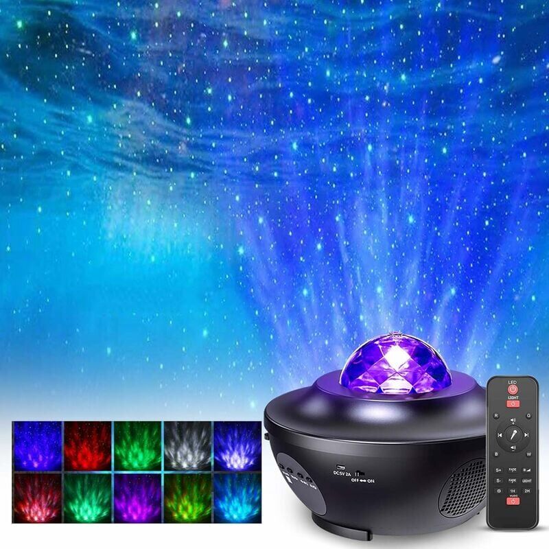 foto del prodotto ymyny lampada proiettore stelle a led, proiettore di luce notturna rotante con 21 modalit , telecomando, timer, altoparlante e bluetooth,