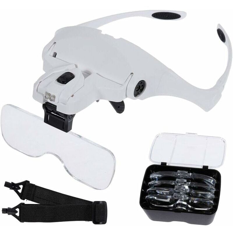 foto del prodotto ymyny lente d ingrandimento con 2 luci led, 5 lenti, 1.0x, 1.5x, 2.0x, 2.5x, 3.5x per lavori di precisione, gioielleria, illuminazione, ricamo,