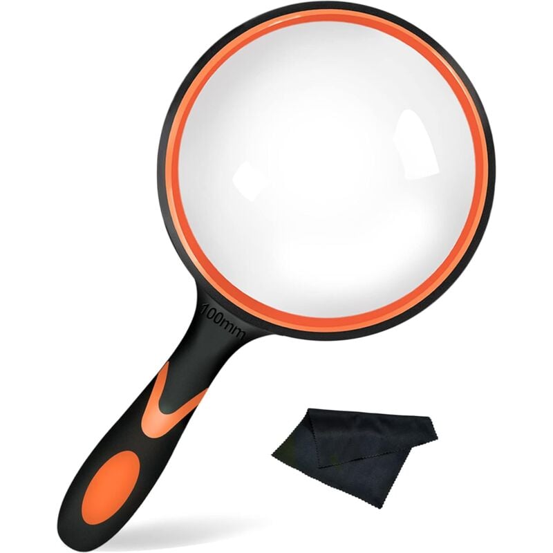 foto del prodotto ymyny lente d ingrandimento da lettura crediri da 100 mm, grande lente d ingrandimento portatile, ingrandimento 10x con impugnatura in gomma