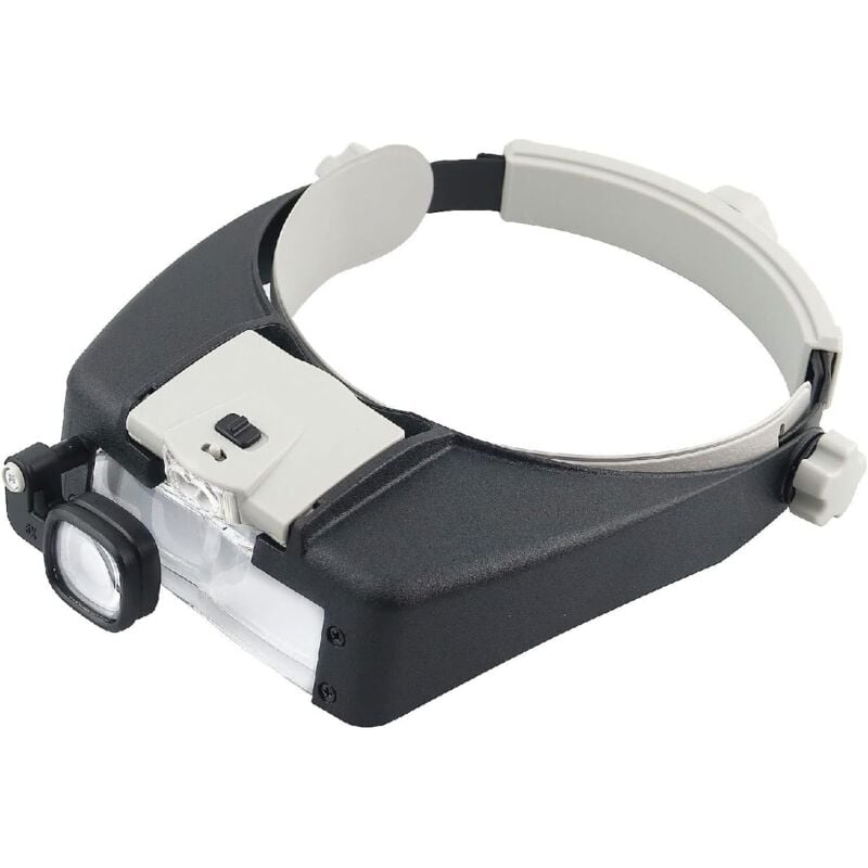 foto del prodotto ymyny lente di ingrandimento casco con luce led zoom 1,5x 10x casco con lente di ingrandimento con luce per lettura, gioielliere, cucito e