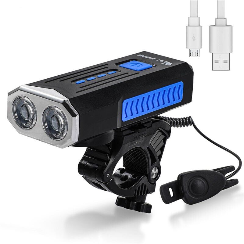 foto del prodotto ymyny luce per bicicletta usb 1000 lumen base girevole a 360 con corno faro per bicicletta attrezzatura per ciclismo blu