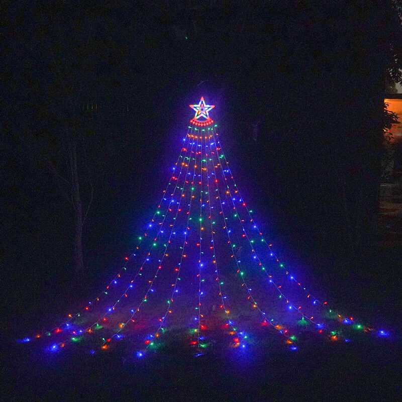 foto del prodotto ymyny luci a corda, luci solari a pentagramma, 9 luci a meteora a led, decorazione da giardino per esterni