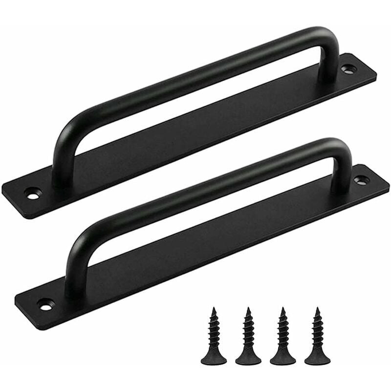 foto del prodotto ymyny maniglia per porta scorrevole 2 pezzi, maniglia per porta del fienile, maniglia nera, maniglie per porte interne ed esterne con viti, per