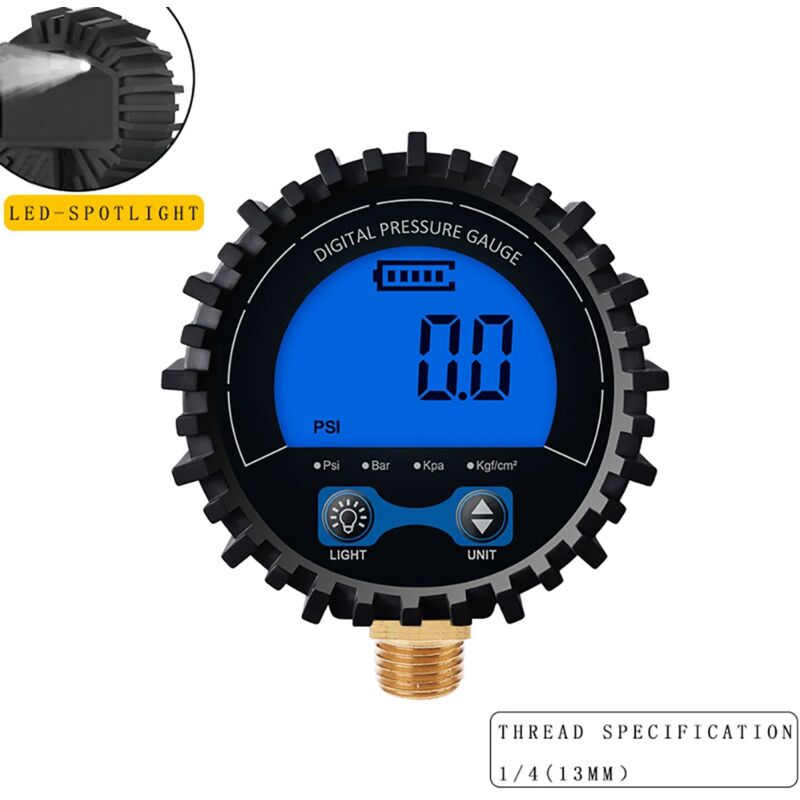 foto del prodotto ymyny manometro digitale per pneumatici ad alta precisione crediri con display lcd retroilluminato manometro per aria con filo di rame