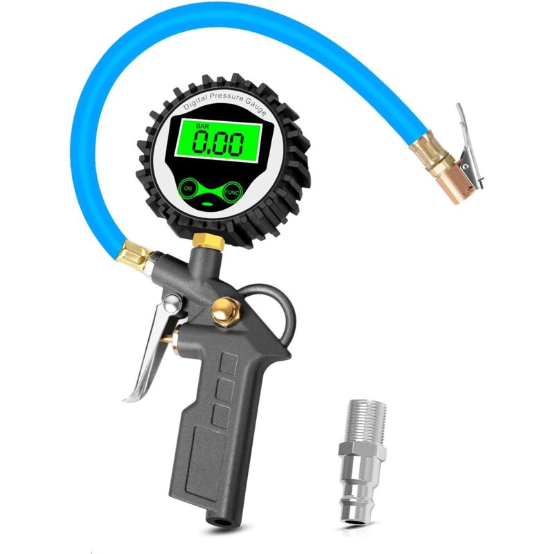 foto del prodotto ymyny manometro digitale per pneumatici crediri con display lcd retroilluminato, manometro digitale per pneumatici da 255 psi, pistola per