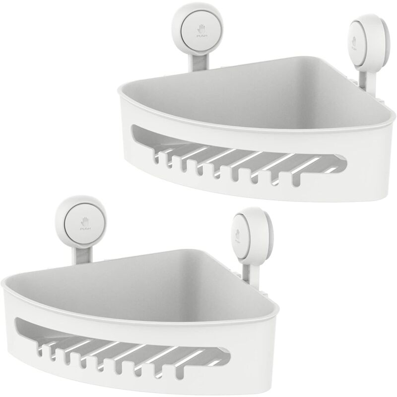 foto del prodotto ymyny mensola angolare per doccia con ventosa, 2 pezzi, in acciaio inox, autoadesiva, per cucina e bagno