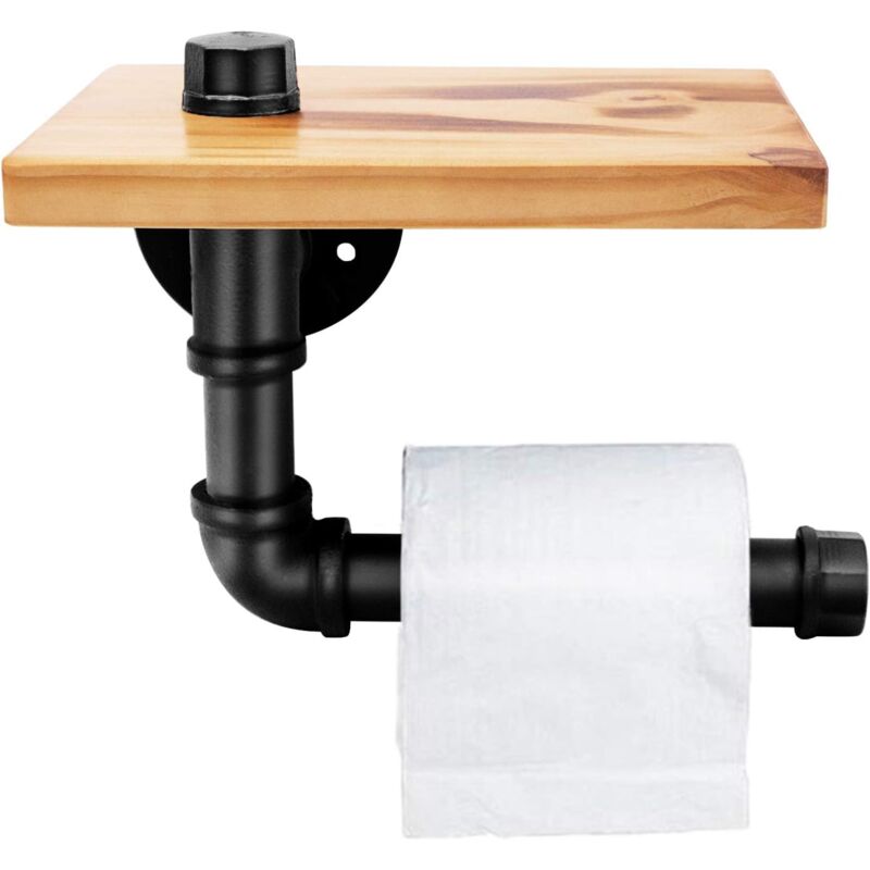 foto del prodotto ymyny mensole in legno con staffe per tubi in ferro industriale portaoggetti da bagno a parete in ferro battuto porta carta igienica in stile