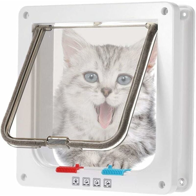 foto del prodotto ymyny microchip cat flap microchip cat flap marrone cat flap con kit viti per gatti e cani di piccola taglia bianco, medio