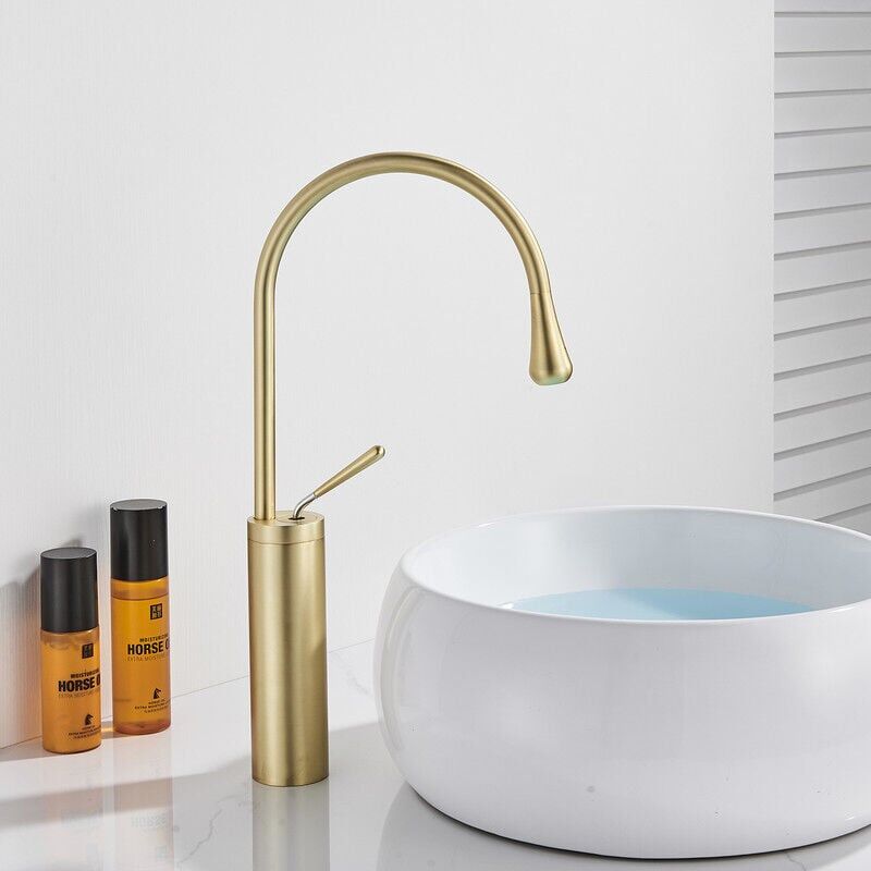 foto del prodotto ymyny miscelatore monocomando alto gold per lavabo del bagno