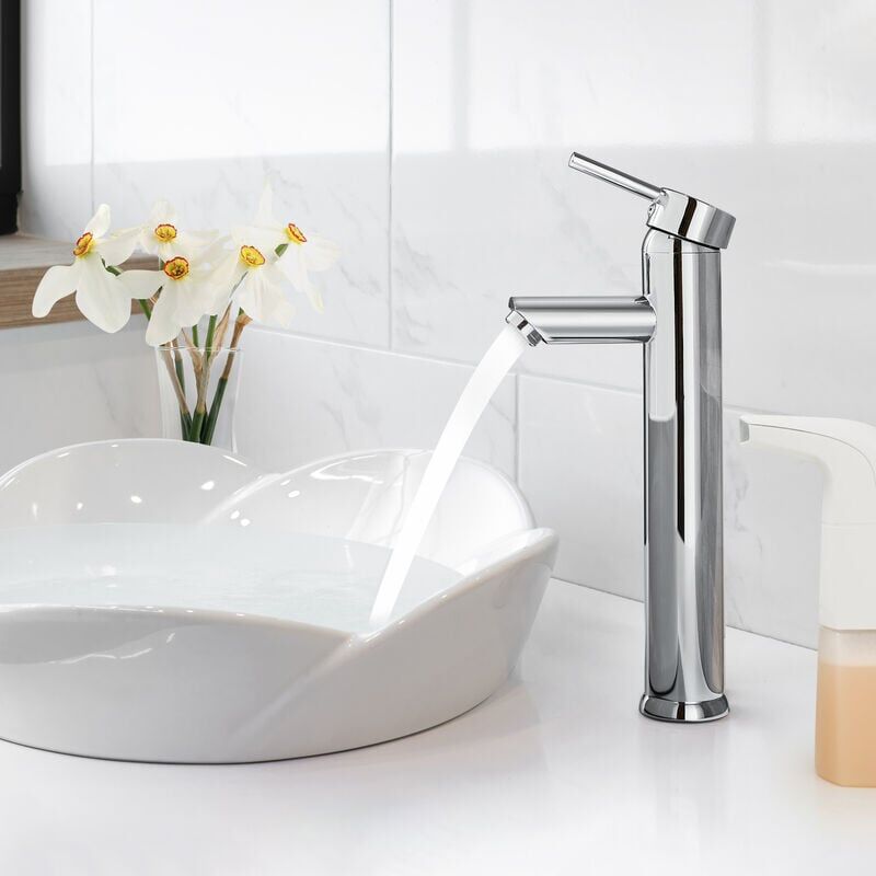 foto del prodotto ymyny miscelatore per lavabo alto in ottone rubinetto per bagno, cromato