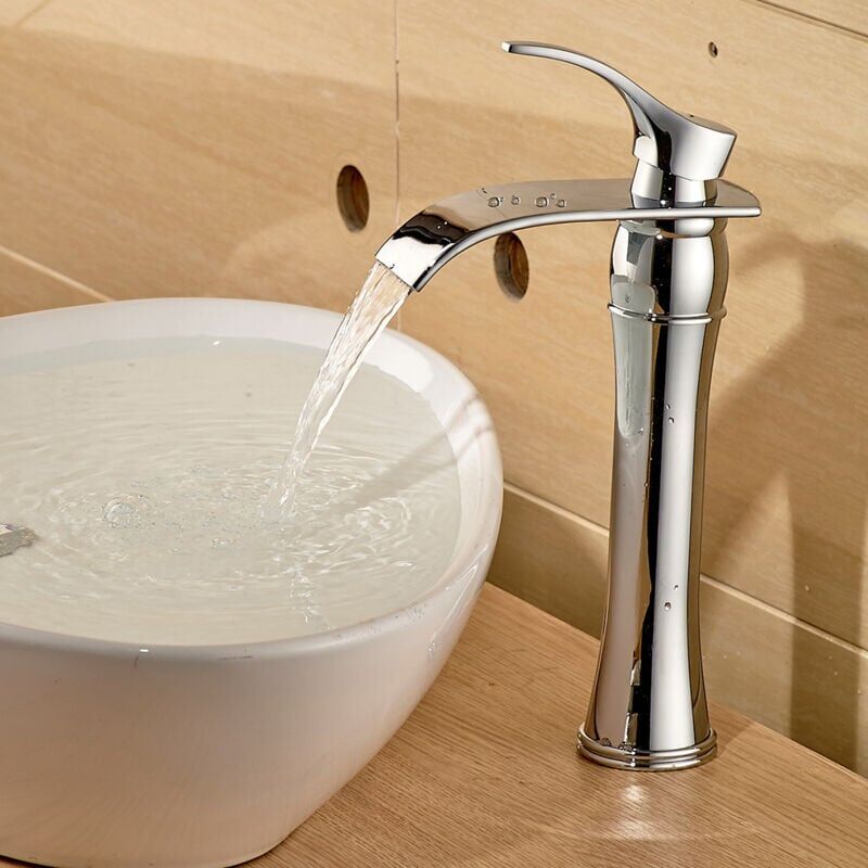 foto del prodotto ymyny miscelatore per lavabo rotondo moderno con beccuccio alto e beccuccio lungo per bagno